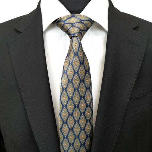 Navy Brown Geometric Tie