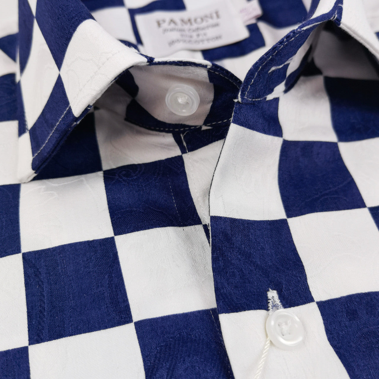 Navy Square Check Slim Fit Shirt