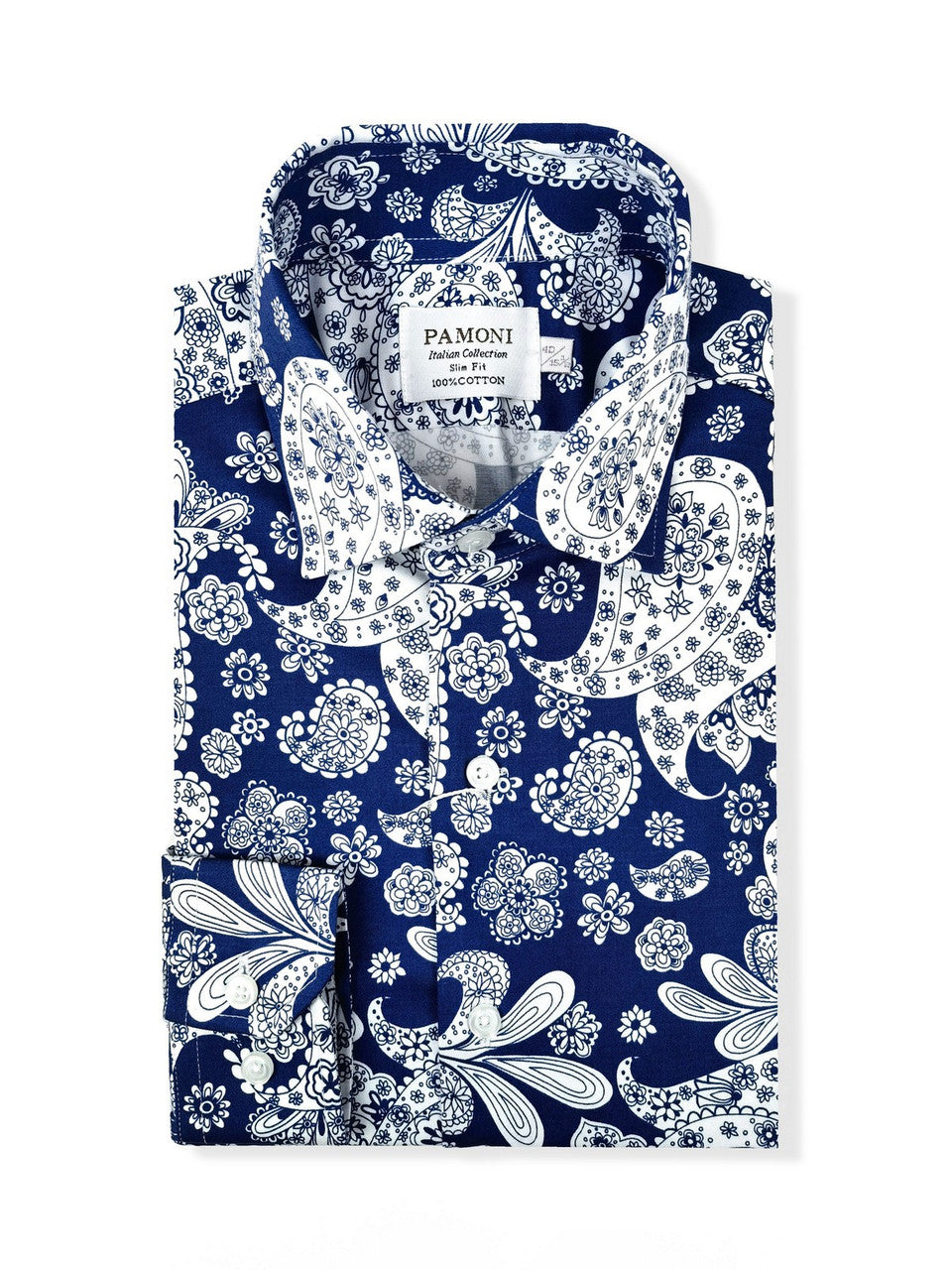 Blue Paisley Slim Fit Shirt
