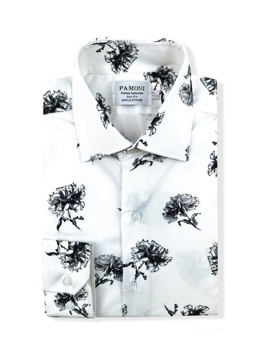 White & Black Floral Shirt