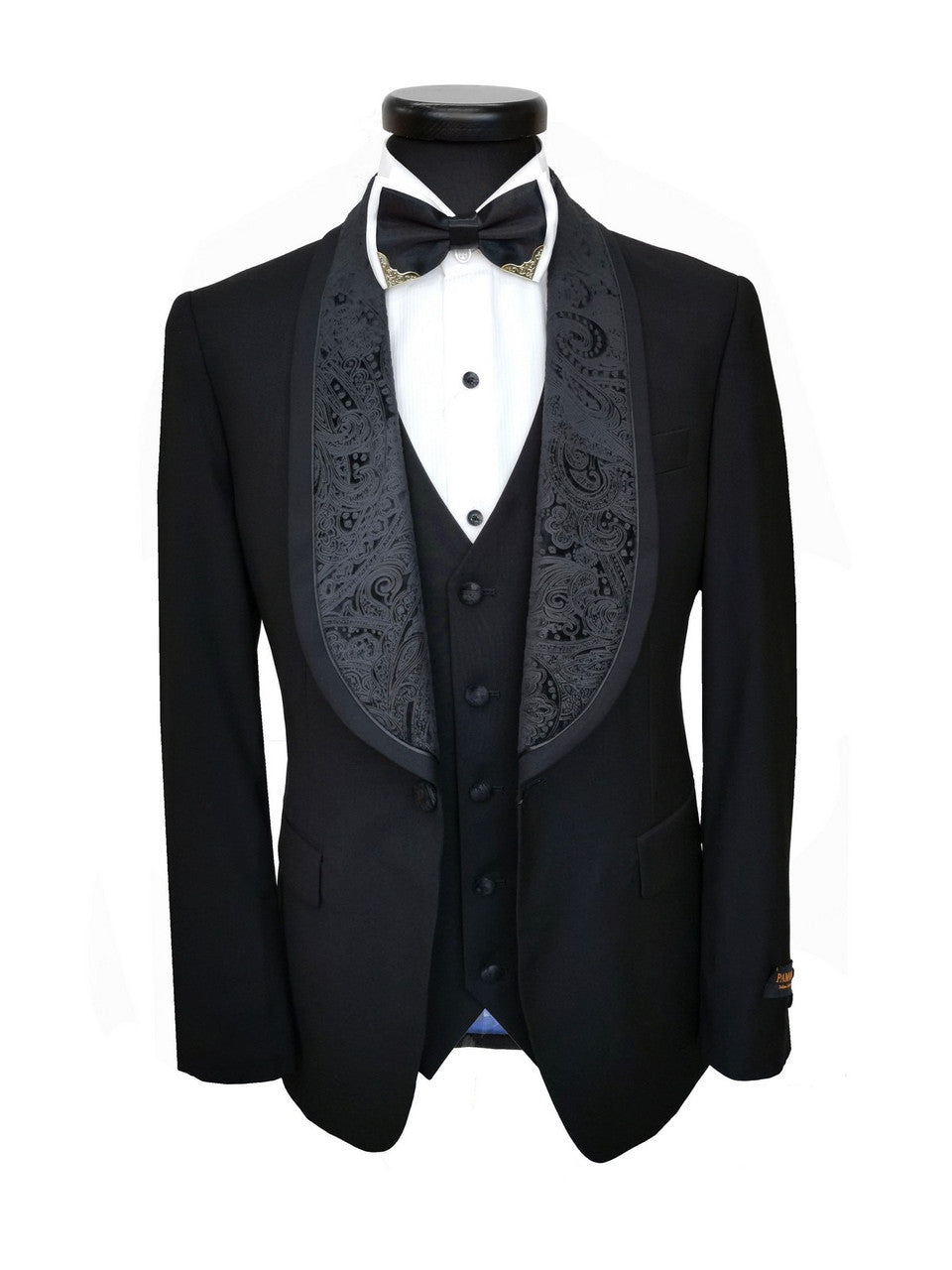 Black 3-Piece Tuxedo With Wide Shawl Lapel