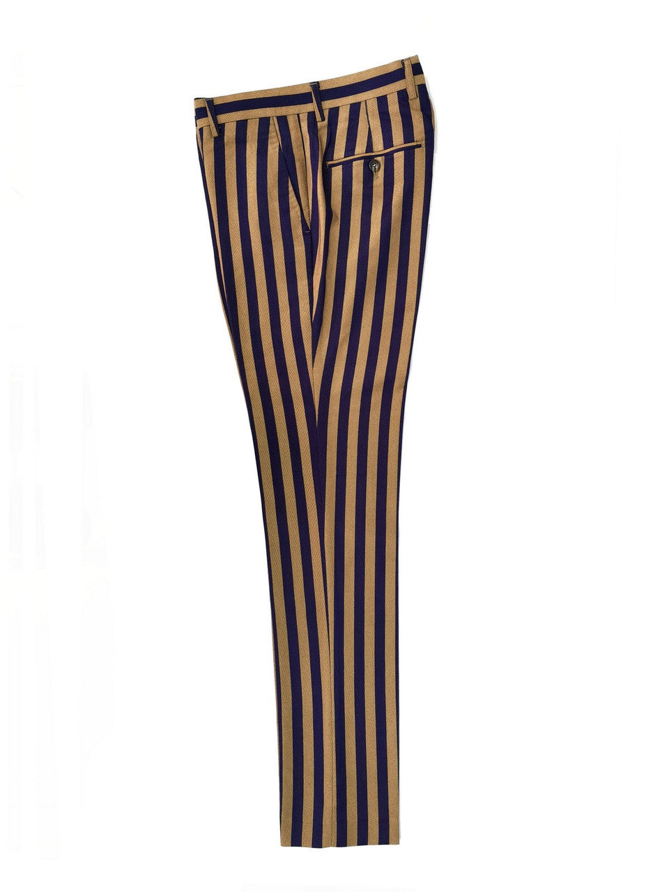 Navy Gold Bold Stripe Double Breasted Suit