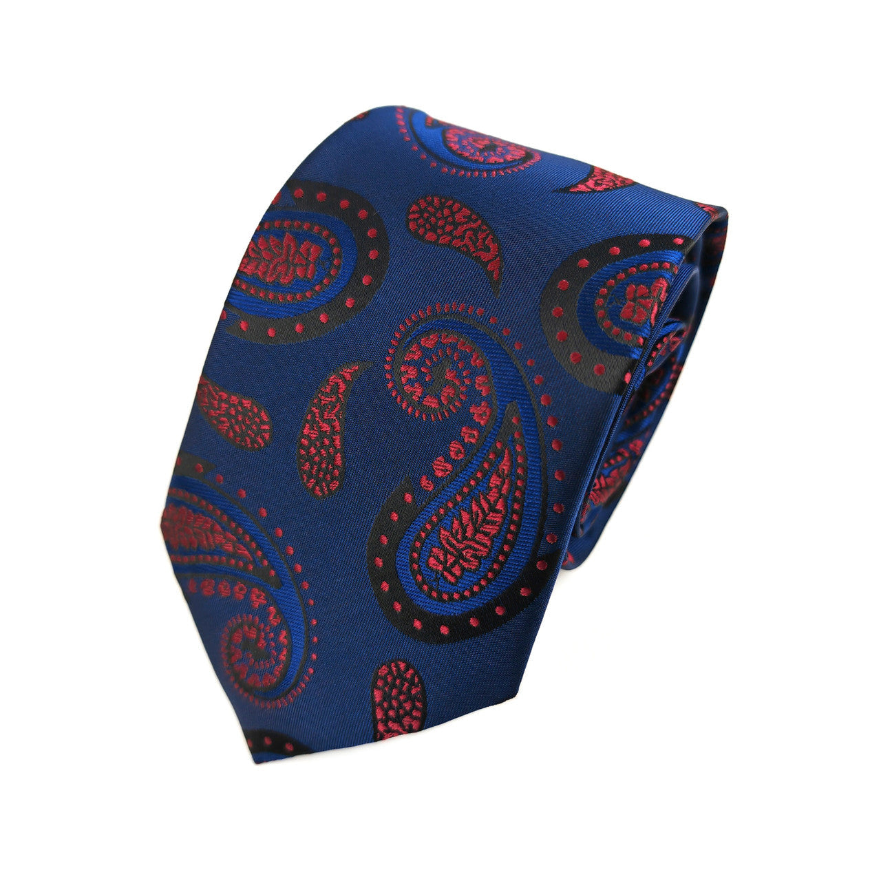 Blue Burgundy Paisley Tie & Pocket Square Set
