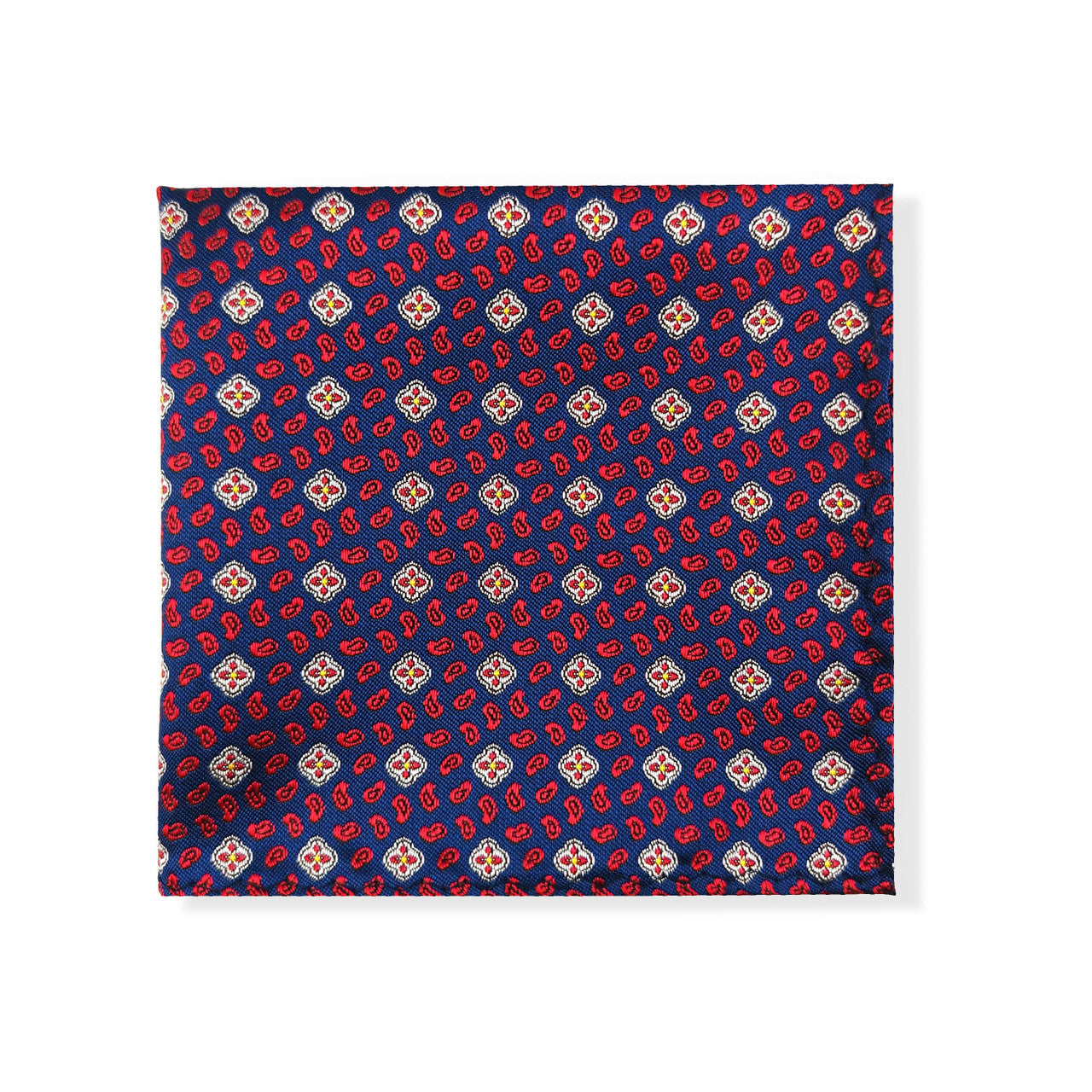 Blue and Red Geometric Tie & Pocket Square Set