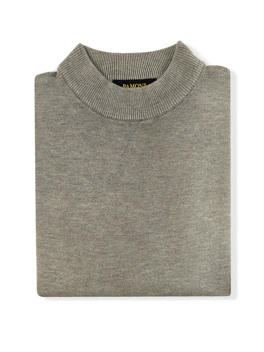 Grey High Neck Slim Fit Jumper