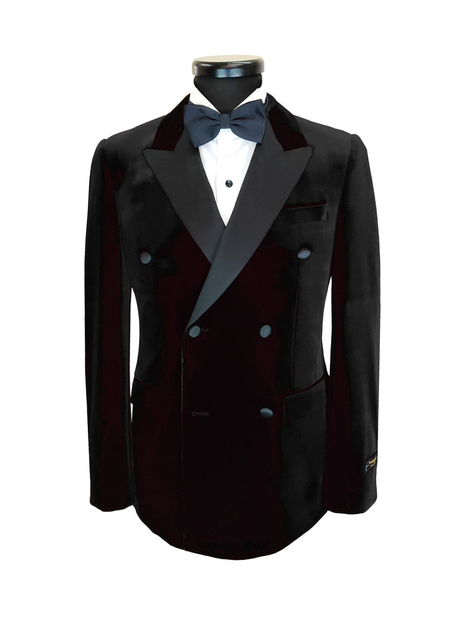 Black Double Breasted Velvet Tuxedo Blazer