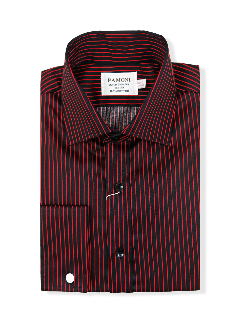 Men's Slim Fit Black & Red Striped Shirt