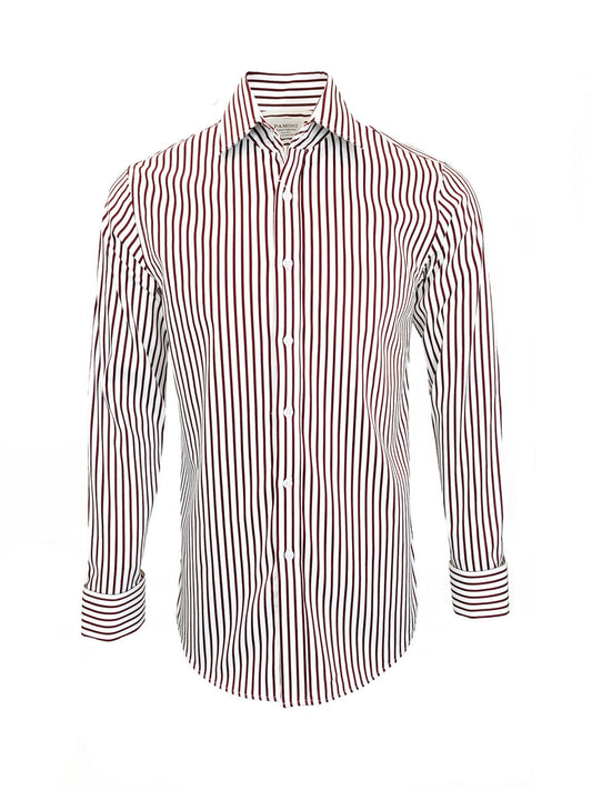 Men's Slim Fit Red & White Striped Shirt