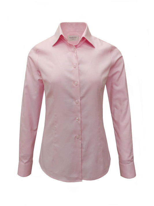 Women's Fitted Pink Oxford Shirt