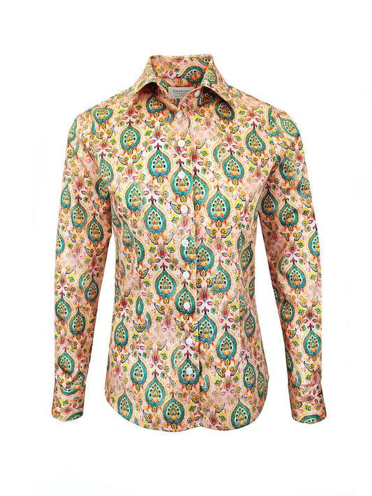 Elegant Paisley Blossom Women's Fitted Shirt