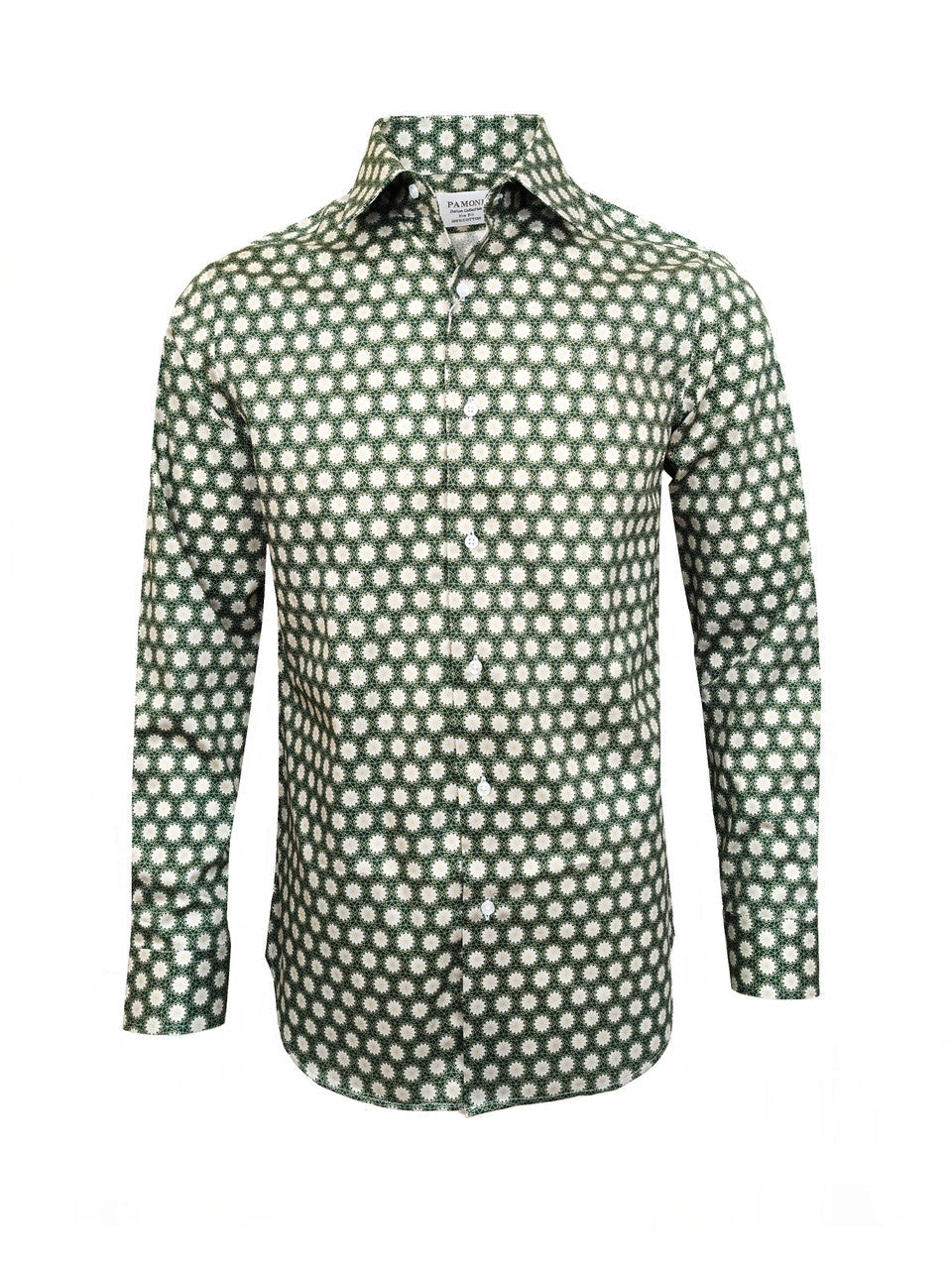 Green Geometric Floral Print Slim Fit Shirt