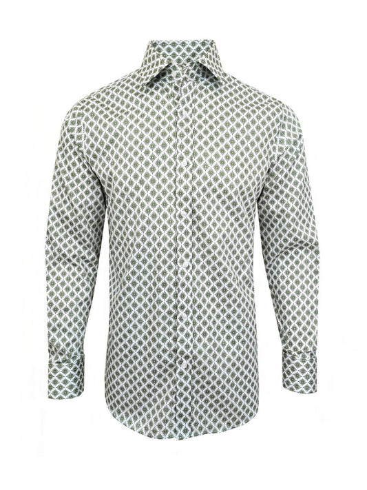 Green Palm Print Slim Fit Shirt