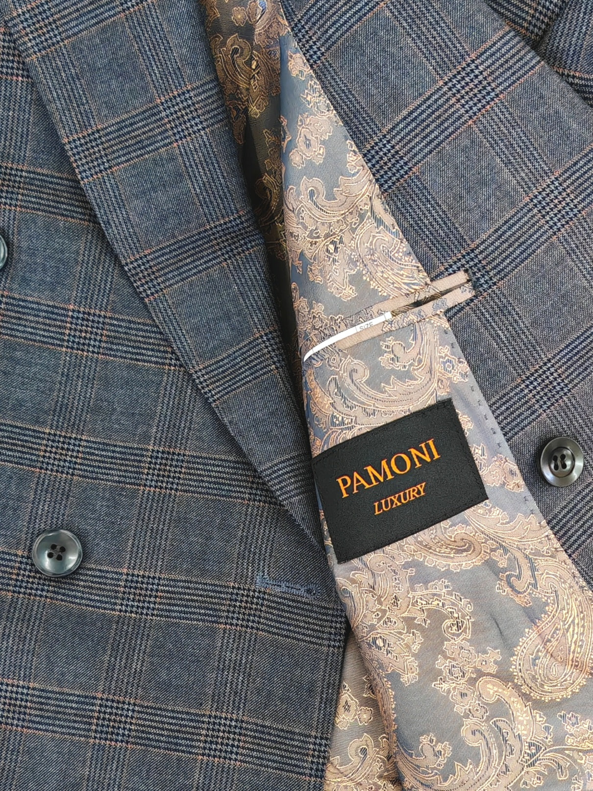 Charcoal Blue Glen Check Double-Breasted Suit