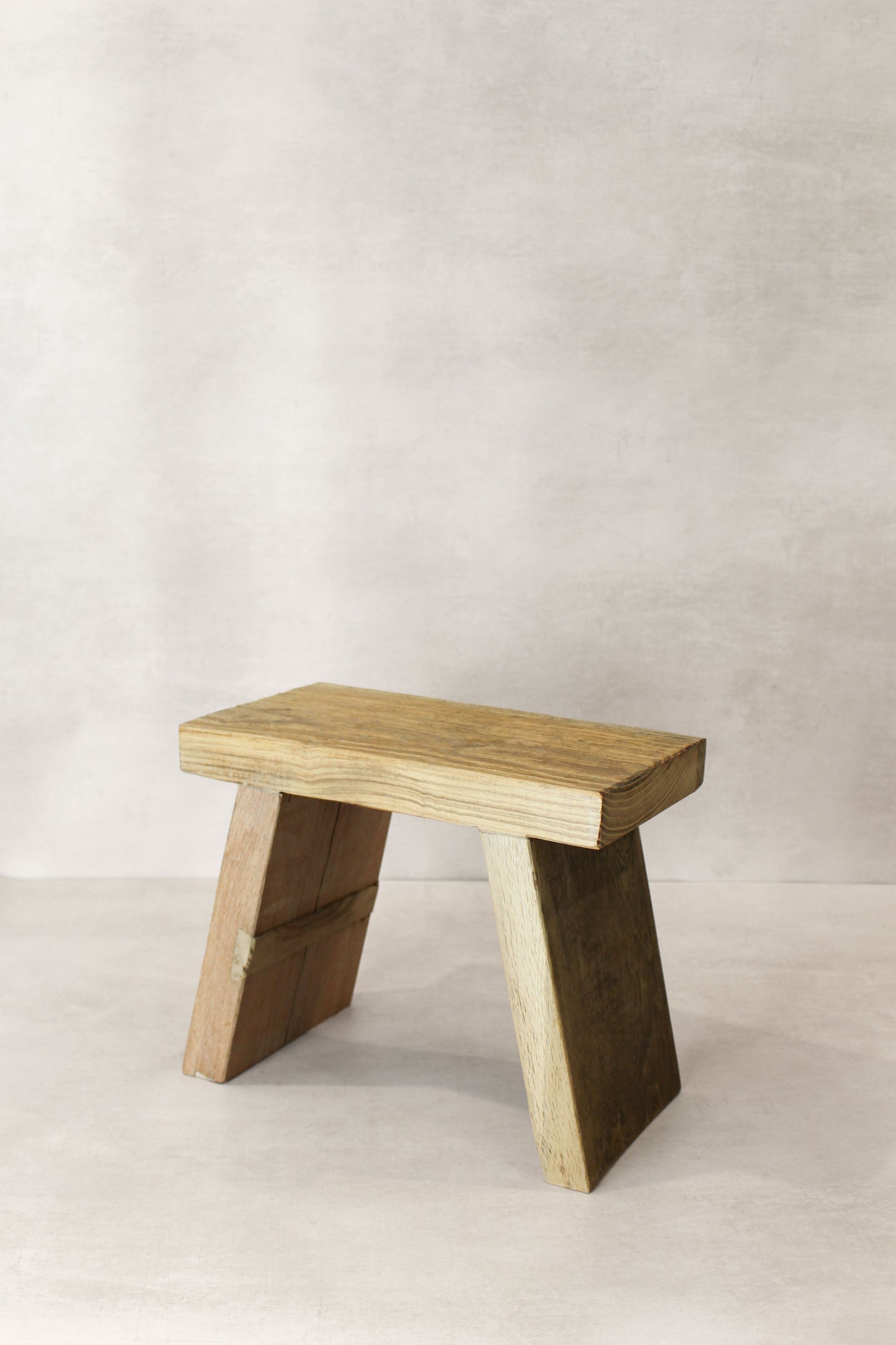 Vintage Rustic Square Elm Wood Stool - Small - No 10