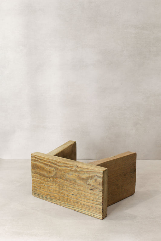 Vintage Rustic Square Elm Wood Stool - Small - No 10