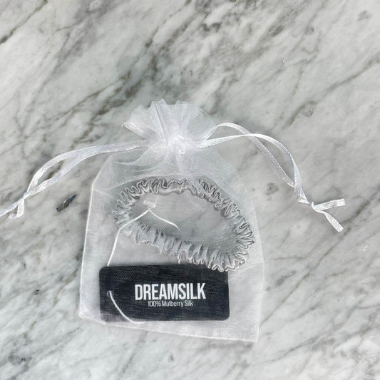 Silver Silk Scrunchie - Skinny