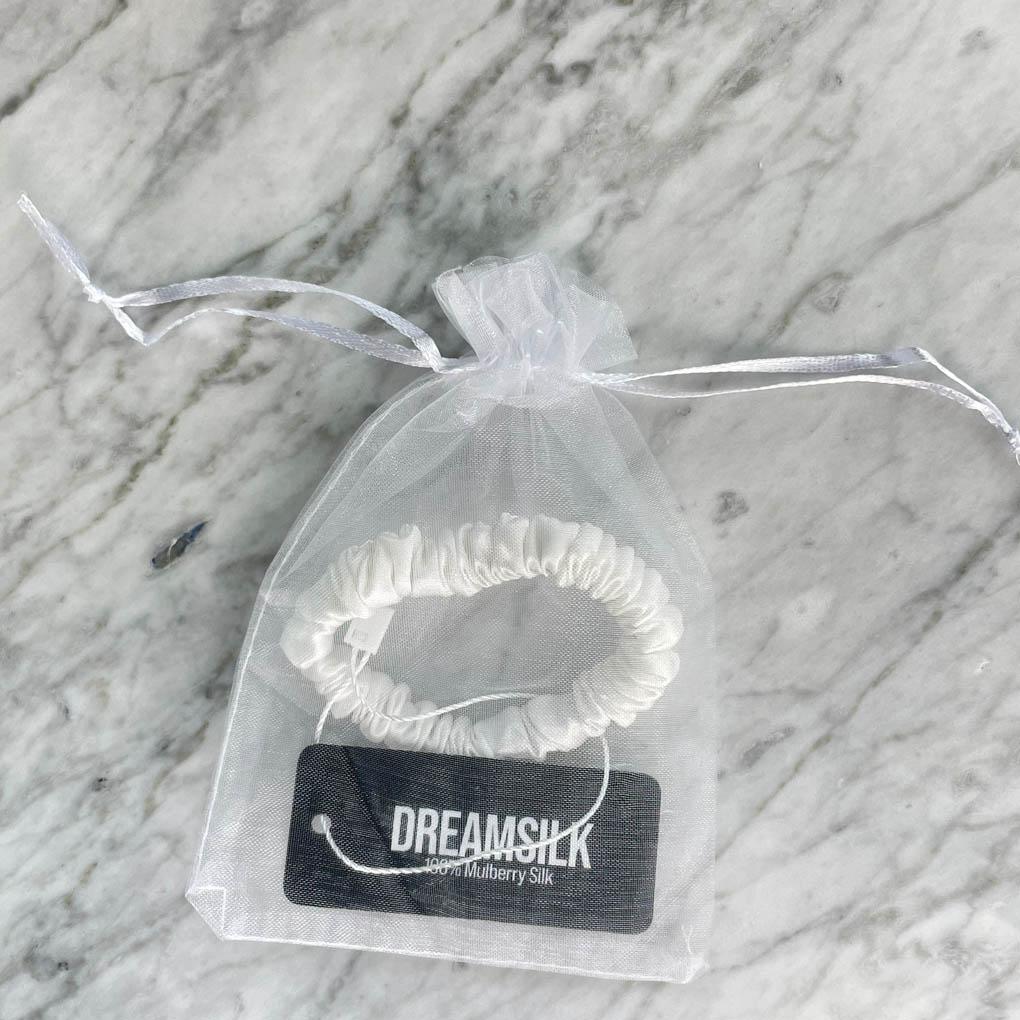 White Silk Scrunchie - Skinny