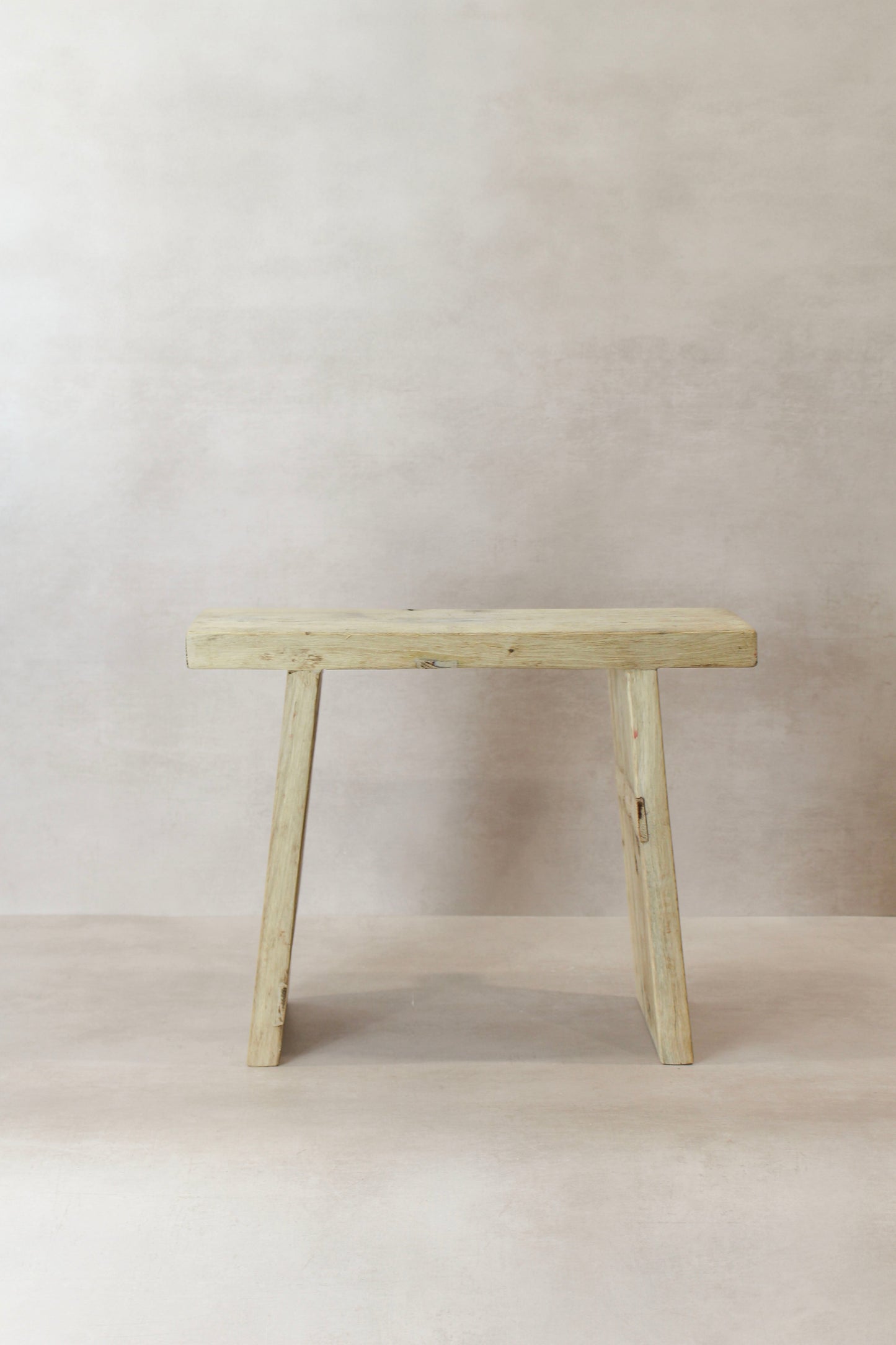 Vintage Rustic Square Elm Wood Stool - No 9