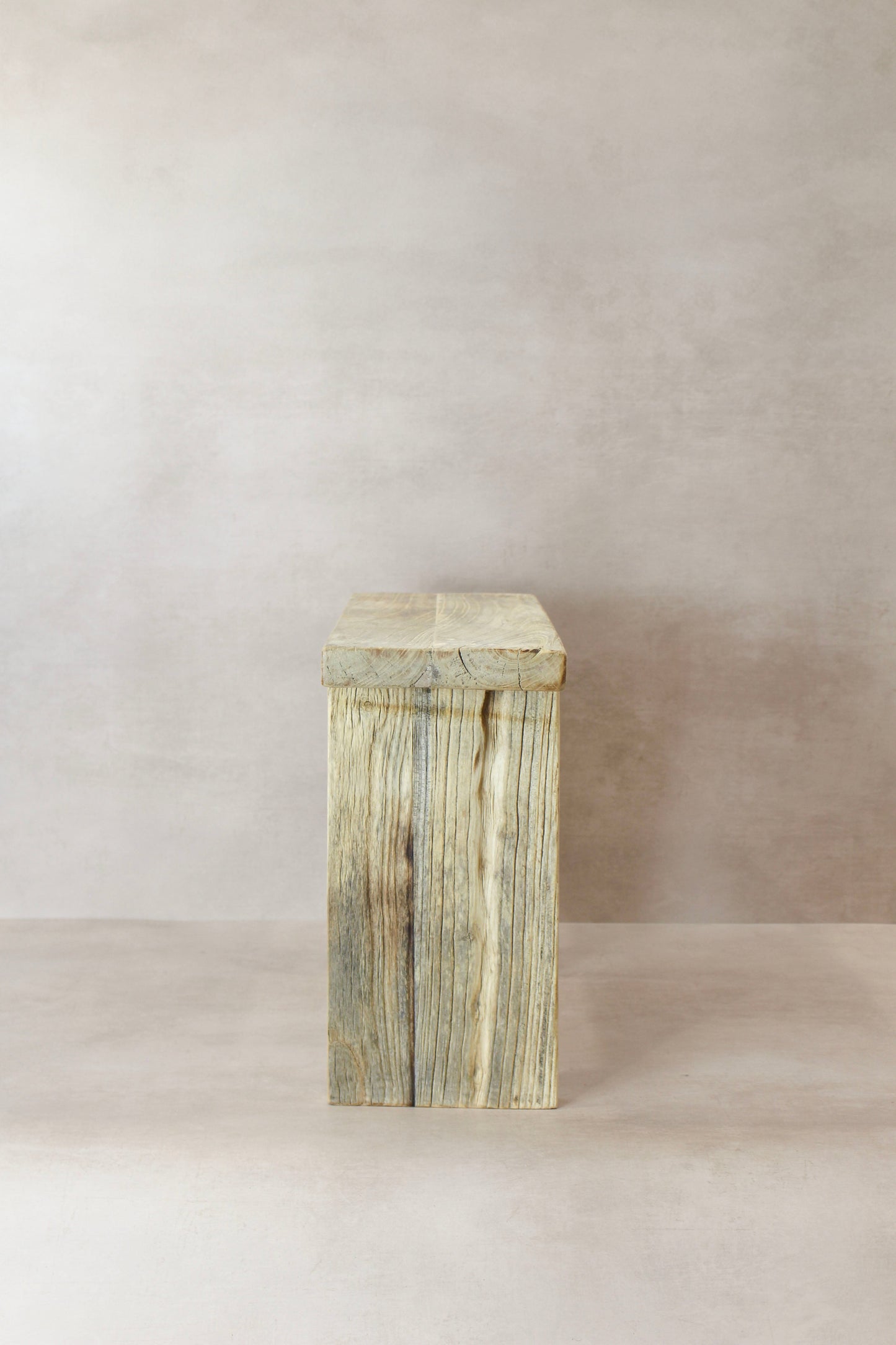 Vintage Rustic Square Elm Wood Stool - No 12
