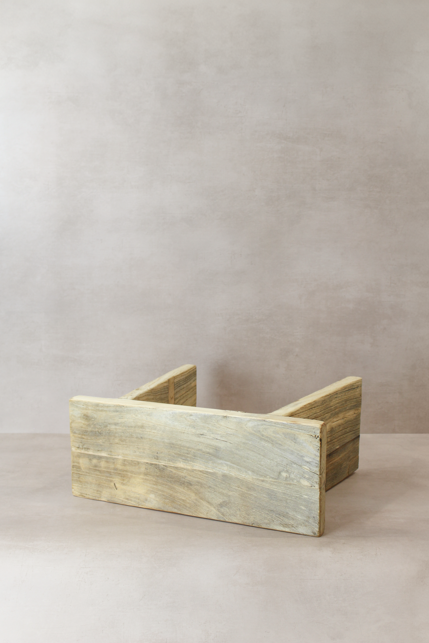 Vintage Rustic Square Elm Wood Stool - No 12