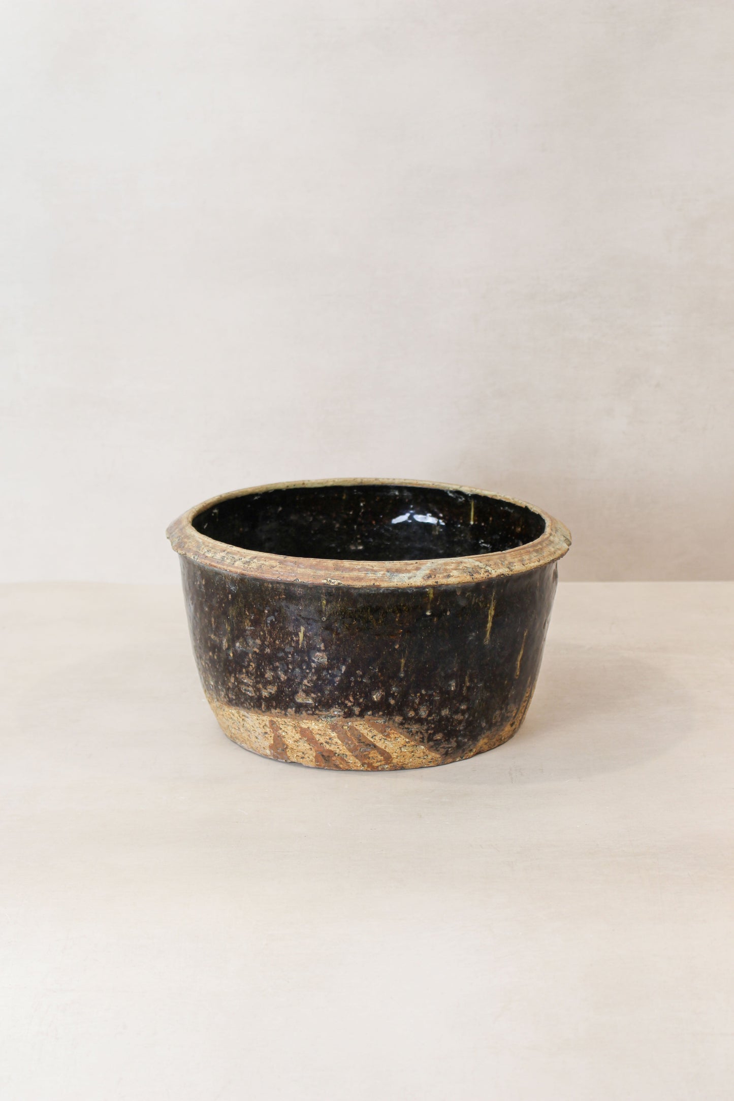 Wabi Sabi Antique Dark Glazed Terracotta Bowl Small- LBB 03