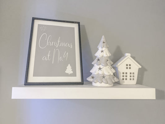Personalised Christmas At No Grey Background Winter Christmas Seasonal Wall Home Decor Print