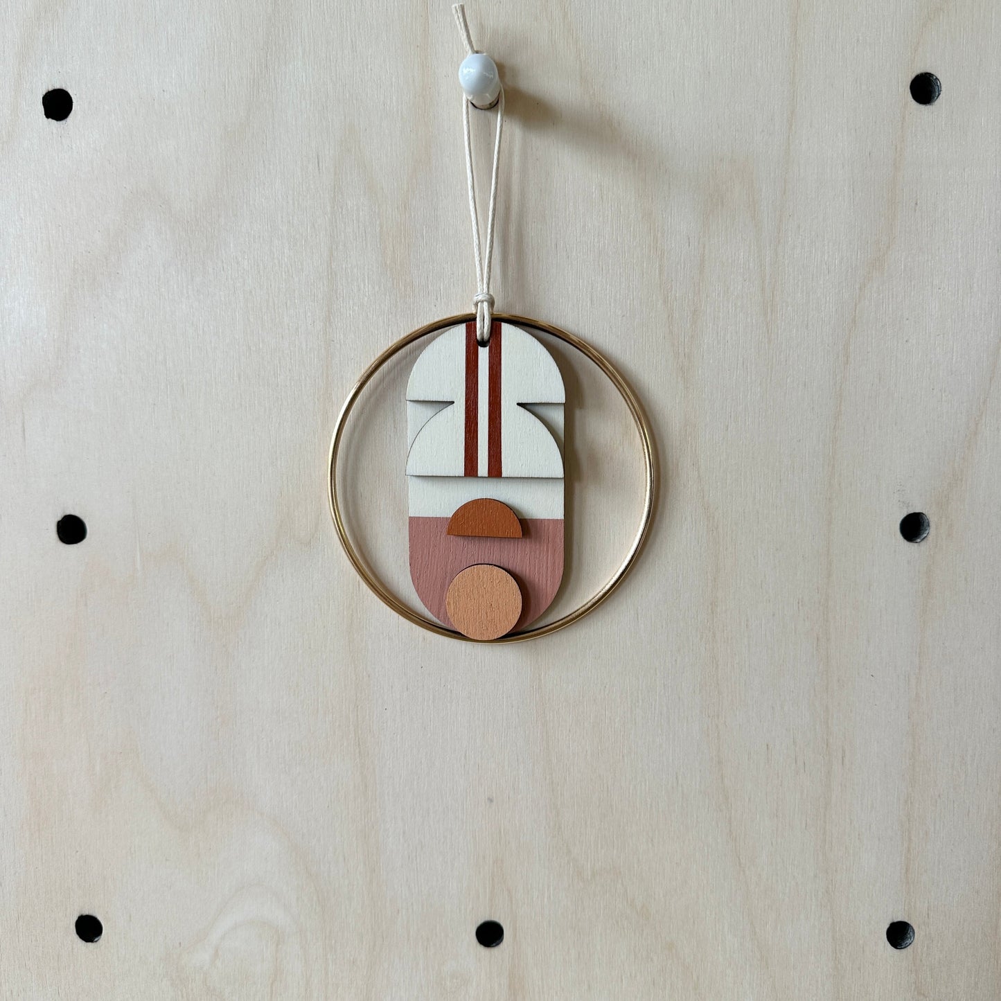 Warm Tones Small Geometric Wall Hanging - Mini Mid-Century Wall Art - Little Wooden Decoration - Contemporary Wall Decor