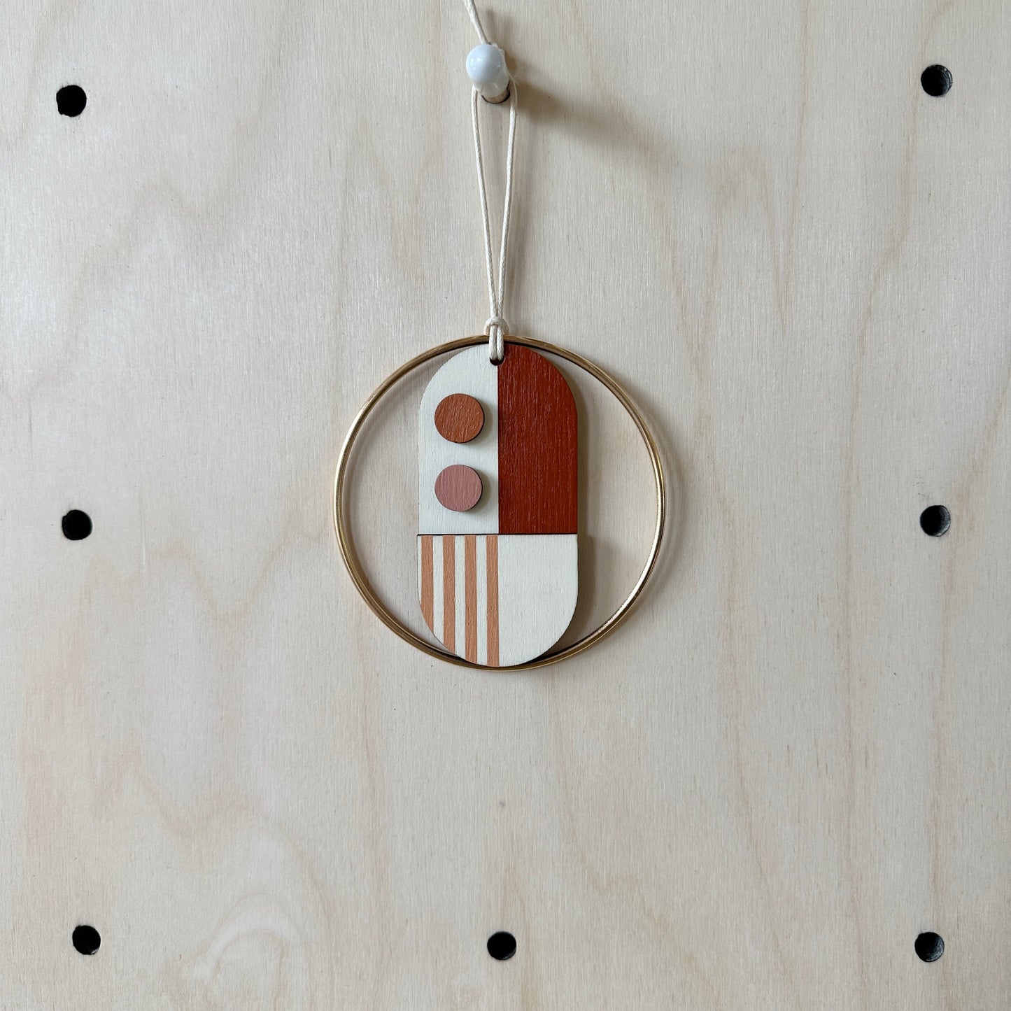 Warm Tones Small Geometric Wall Hanging - Mini Mid-Century Wall Art - Little Wooden Decoration - Contemporary Wall Decor