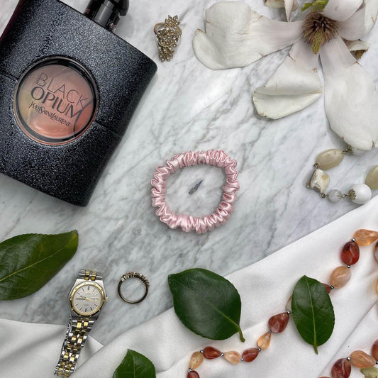 Pink Silk Scrunchie - Skinny