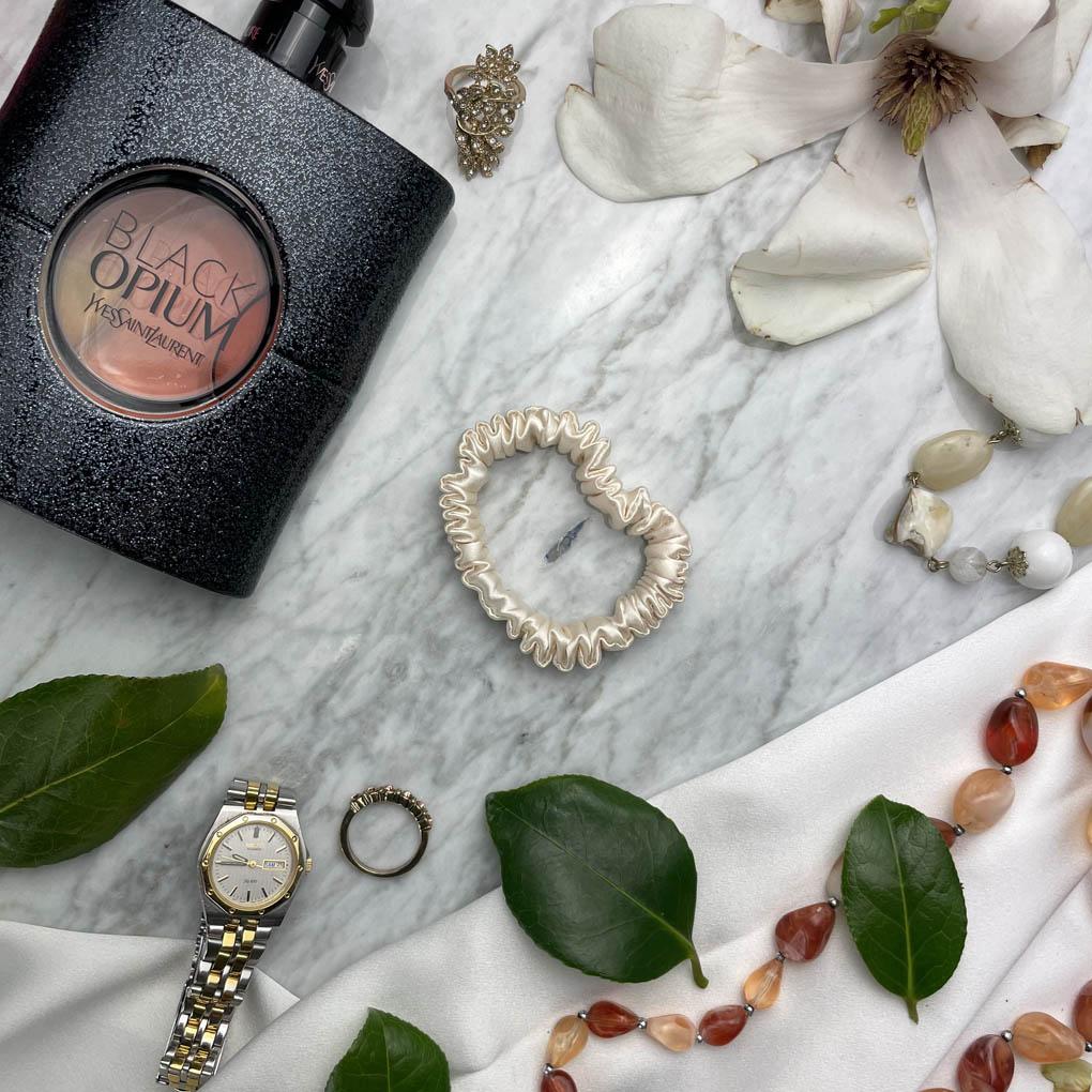 Champagne Silk Scrunchie - Skinny