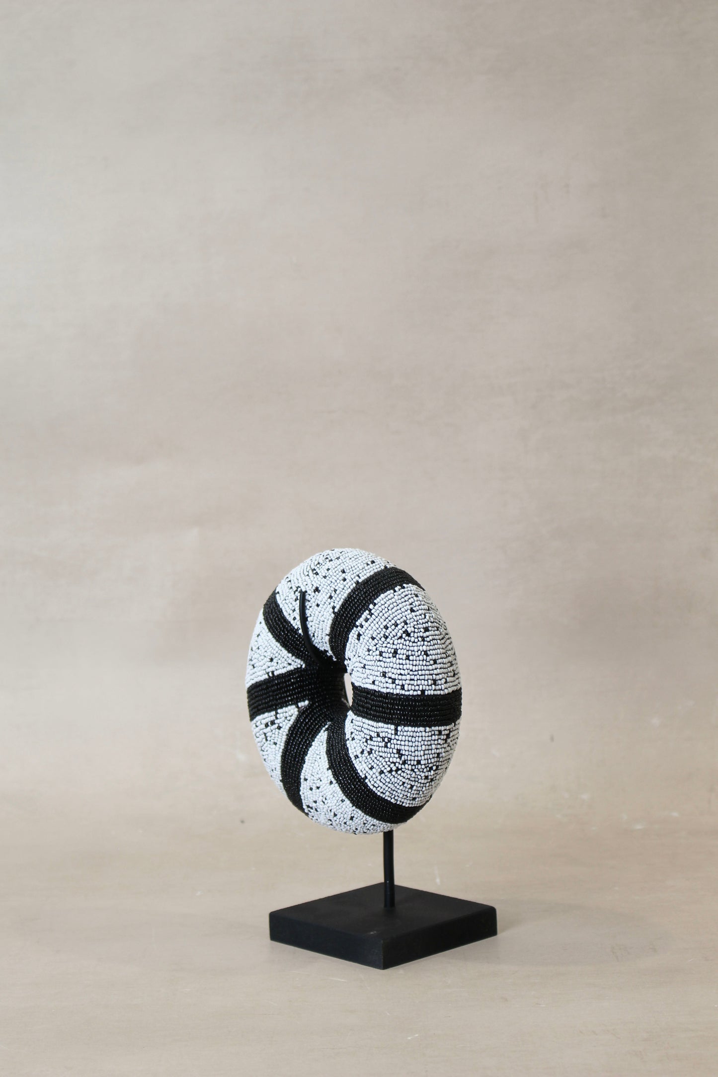 Cameroon beaded bracelet - White with Black Stripes