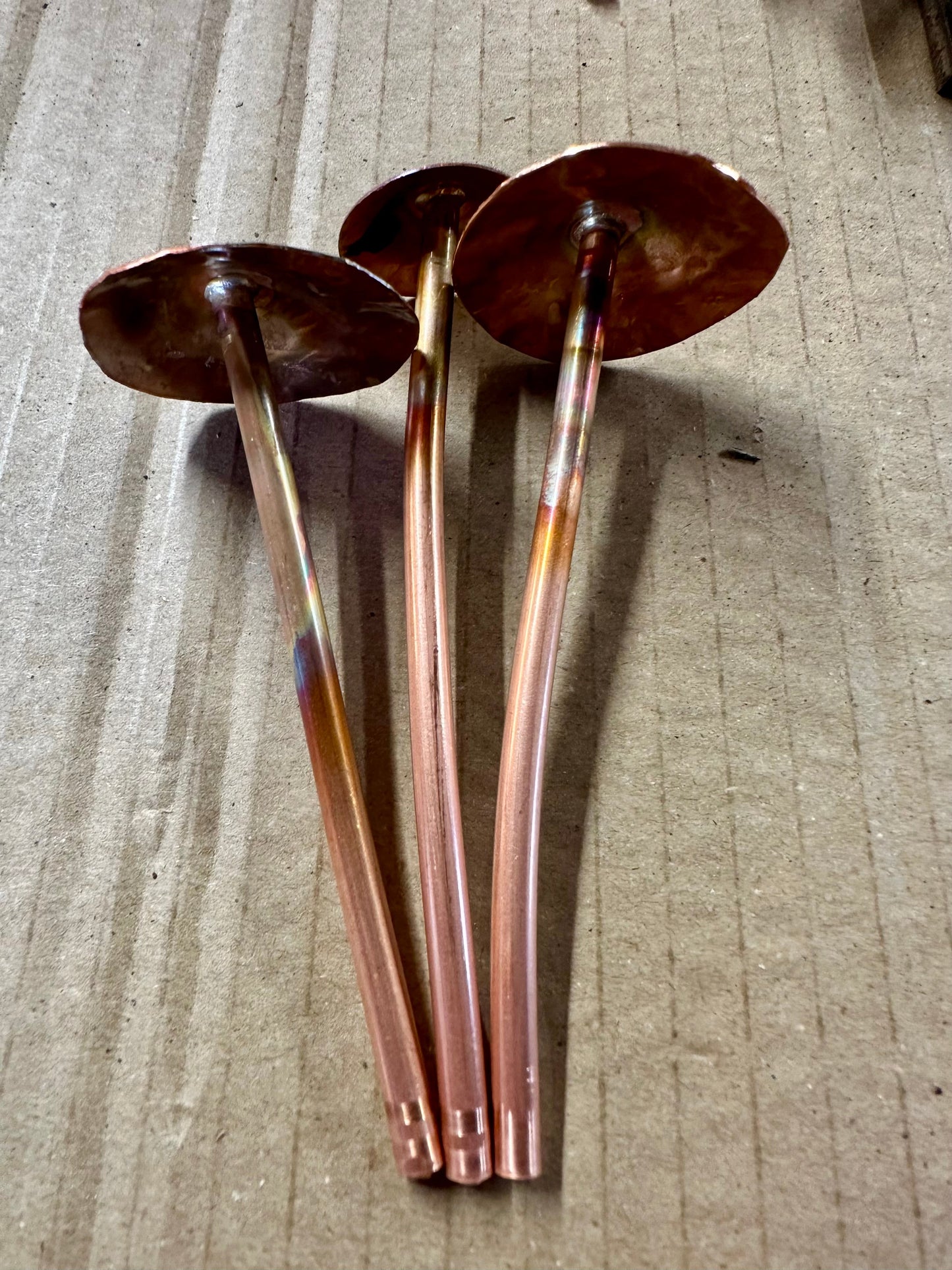 3 Copper Mushrooms