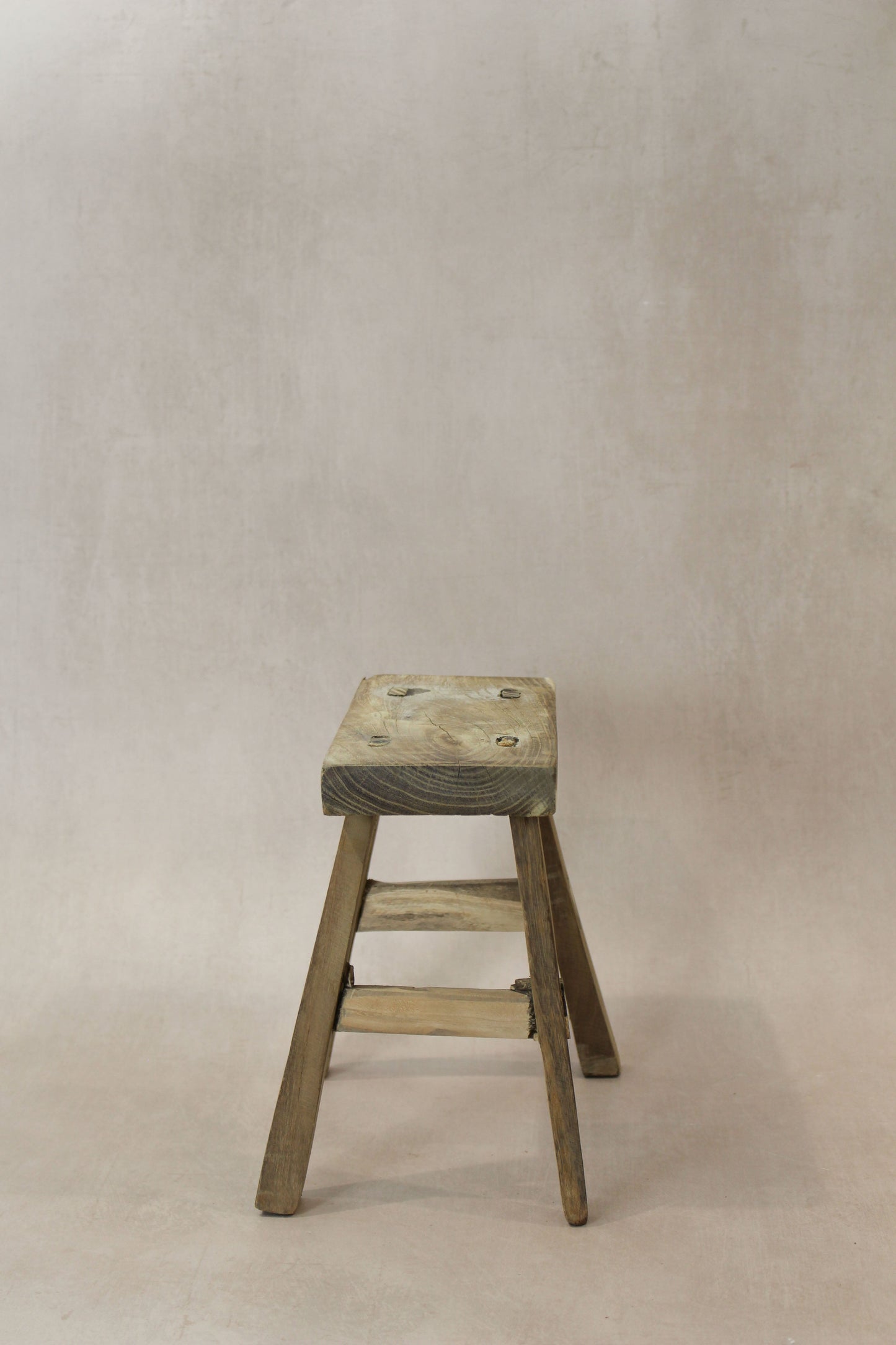 Vintage Rustic Elm Wood Stool - Small - No 24