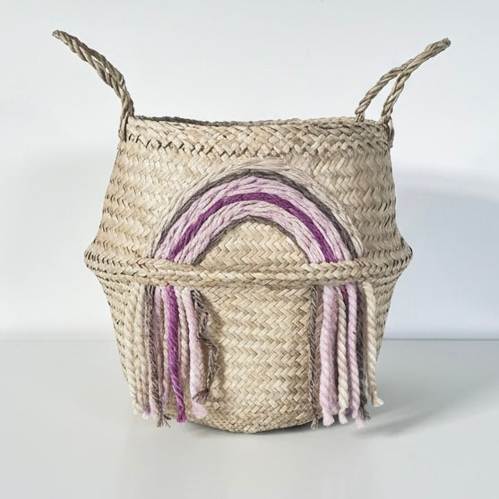 Pink tassel rainbow basket - Large