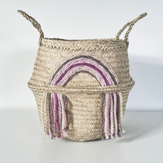 Pink tassel rainbow basket - Large