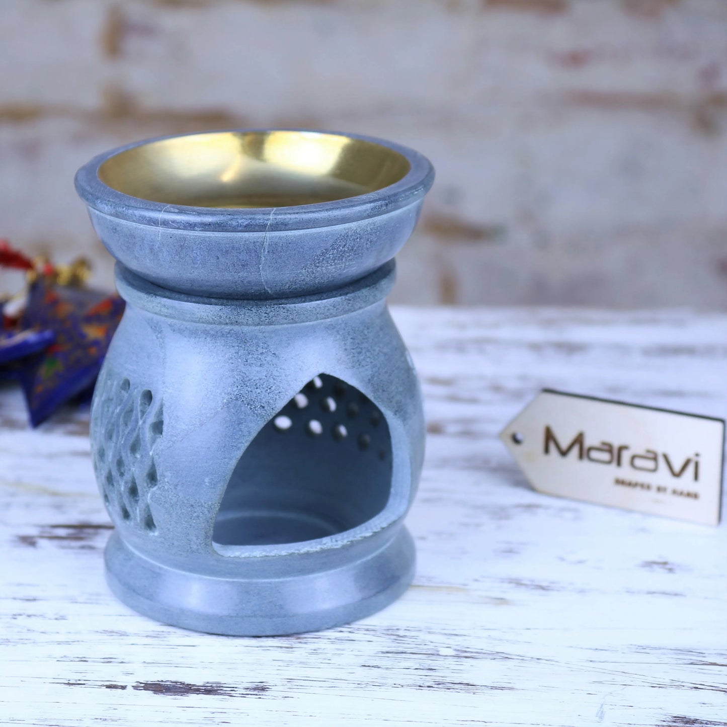 Nokari Grey Carved Soapstone Oil Burner - 6 Designs