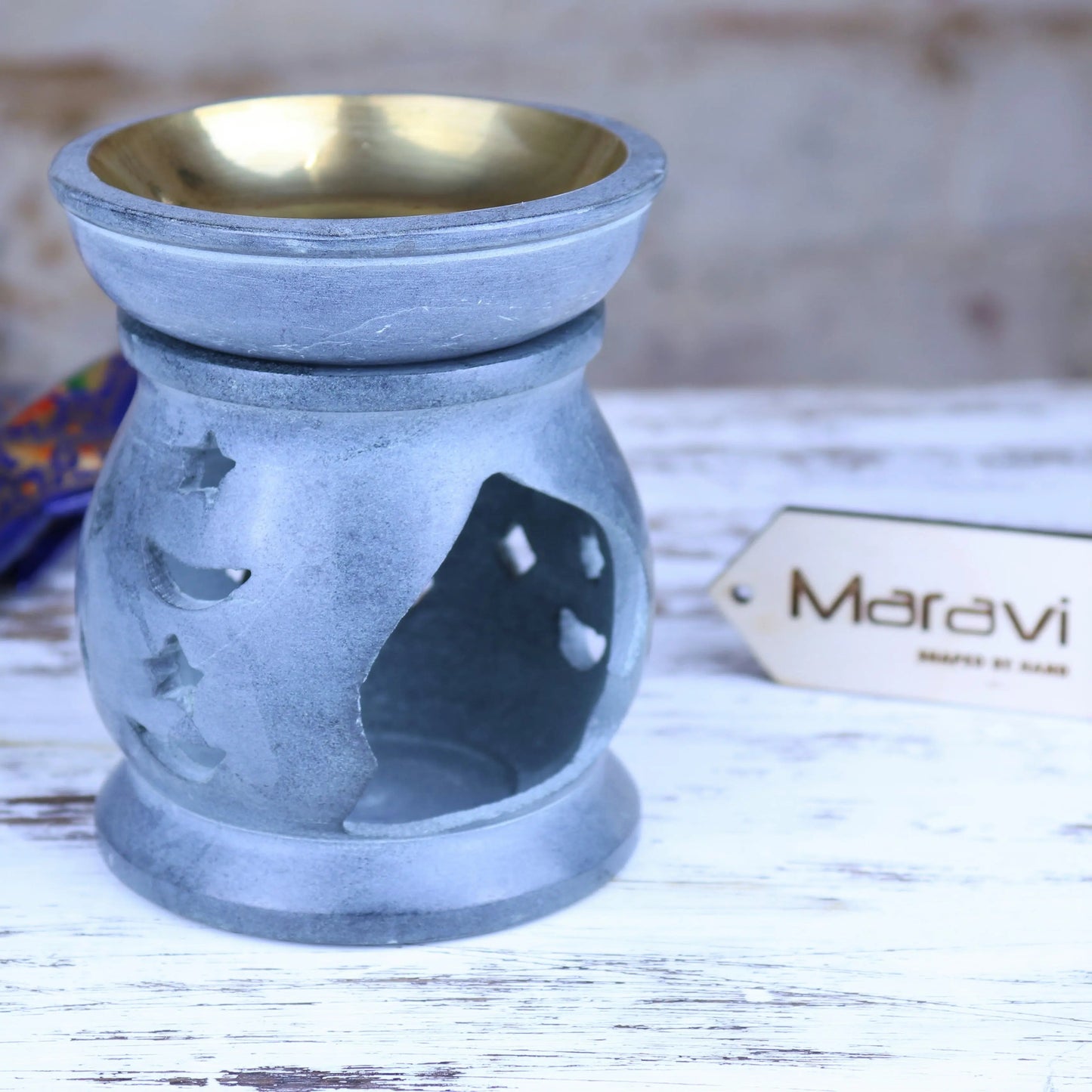 Nokari Grey Carved Soapstone Oil Burner - 6 Designs