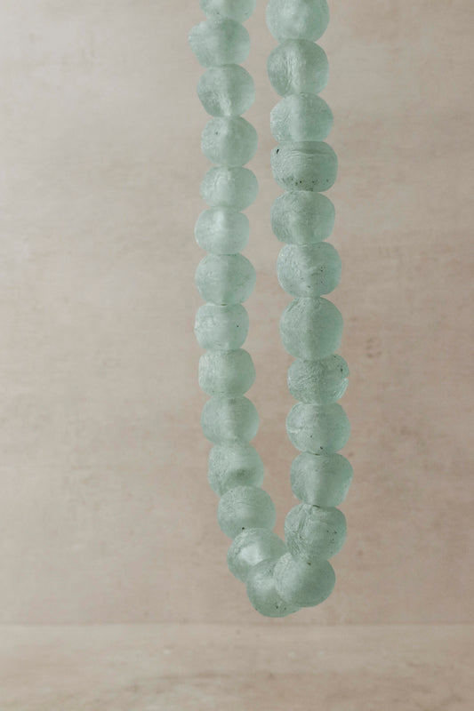 Ghana Glass Beads Necklace, Light blue - 85.2