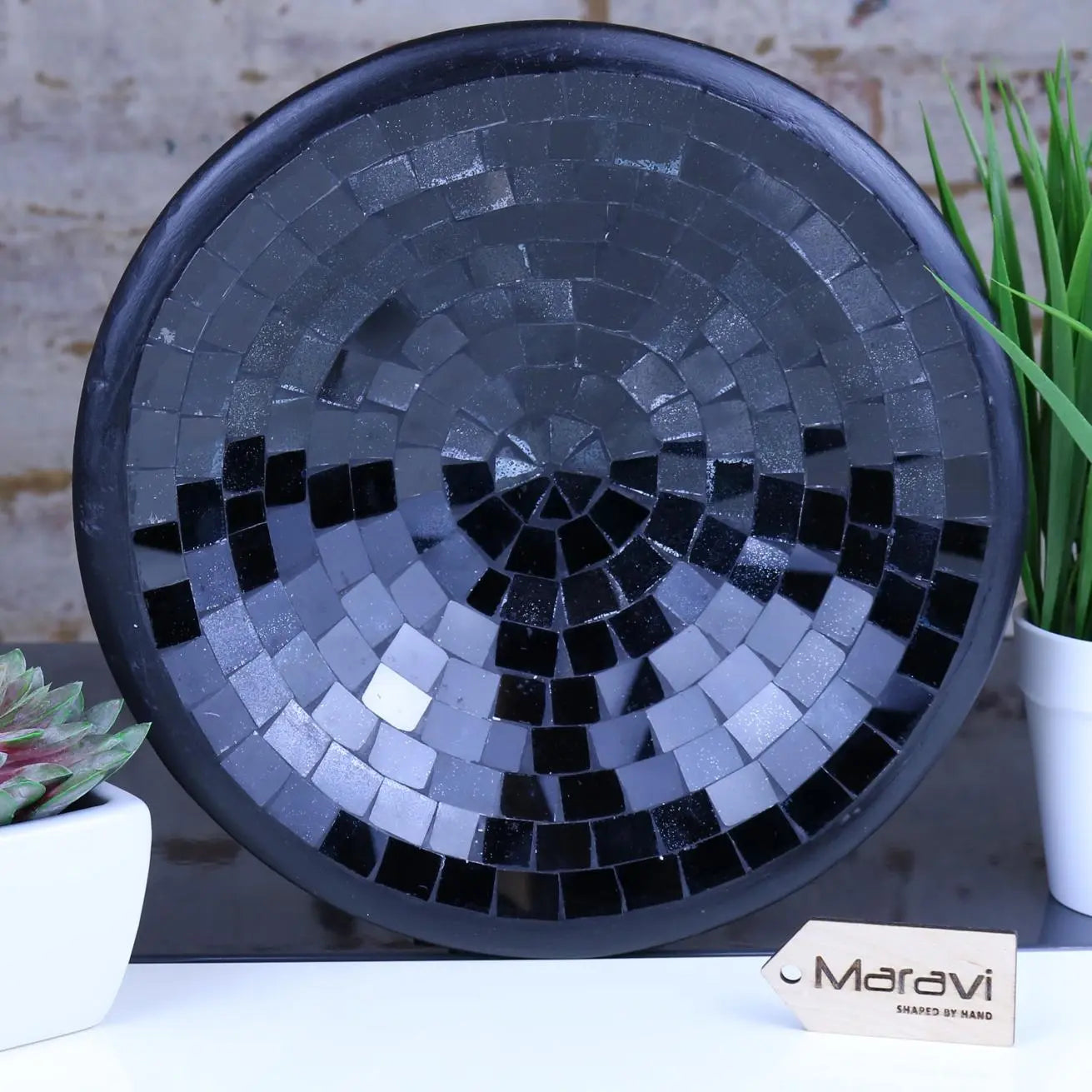 Salola Mosaic Bowl 28cm Black
