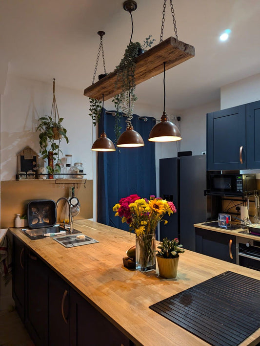 Wooden Beam Light with Shades 120cm