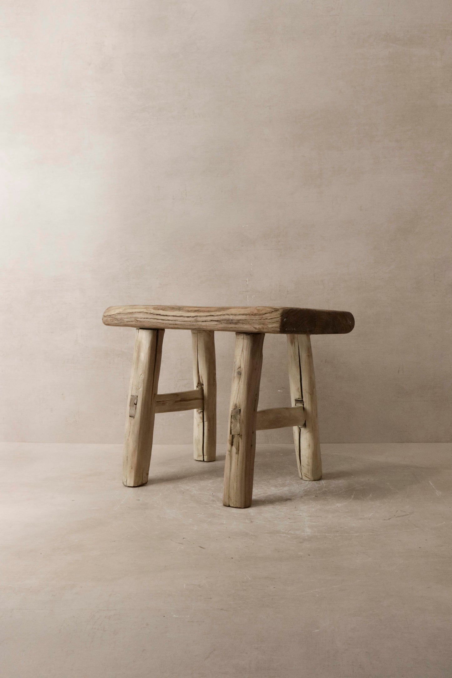 Vintage Rustic Elm Wood Stool - Small - No 11