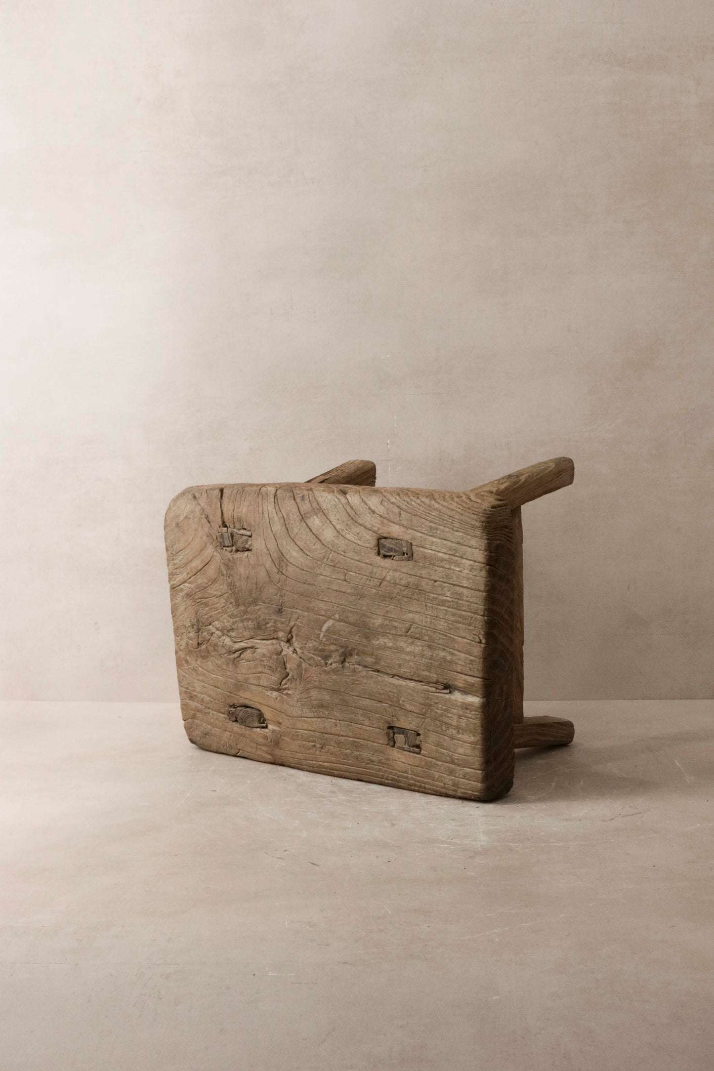 Vintage Rustic Elm Wood Stool - Small - No 12
