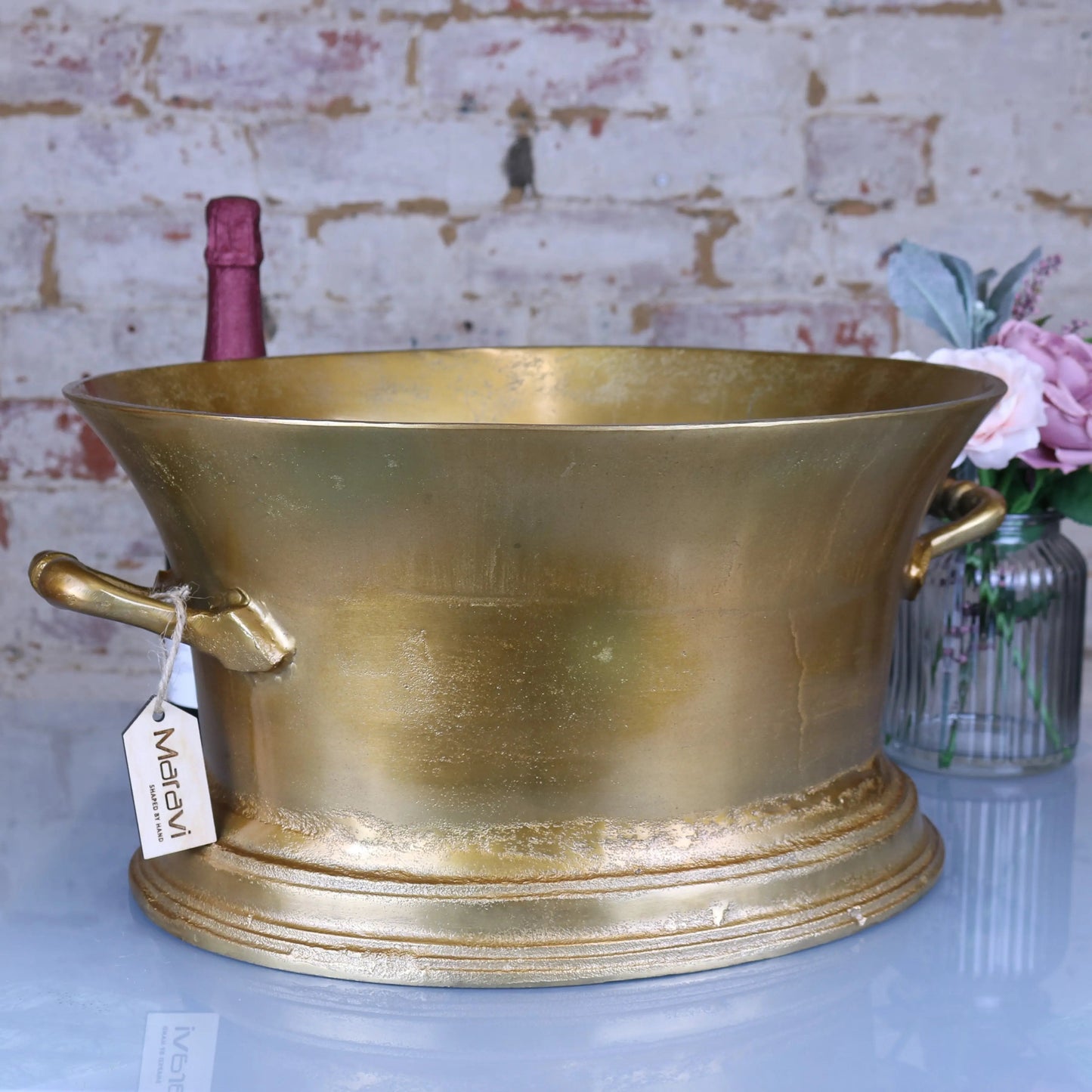 Moyar Champagne Bucket Large Ice Bath Distressed Gold