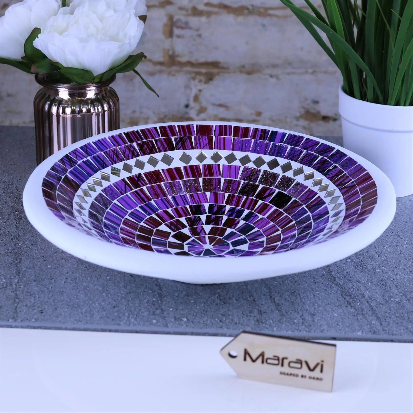 Natas Mosaic Bowl 28cm Purple