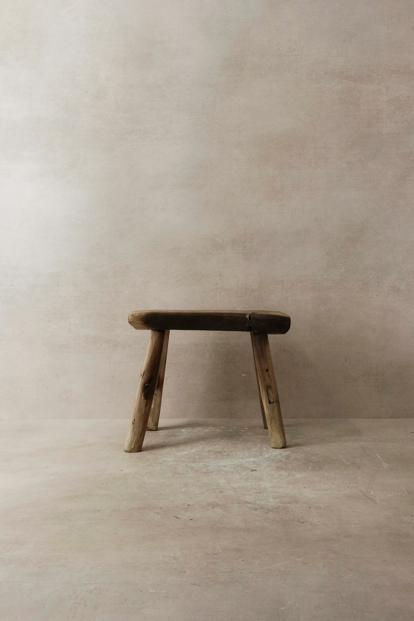 Vintage Rustic Elm Wood Stool - Small - No 15