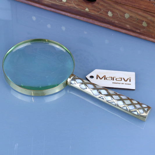 Zuari Brass Magnifying Glass Mother of Pearl