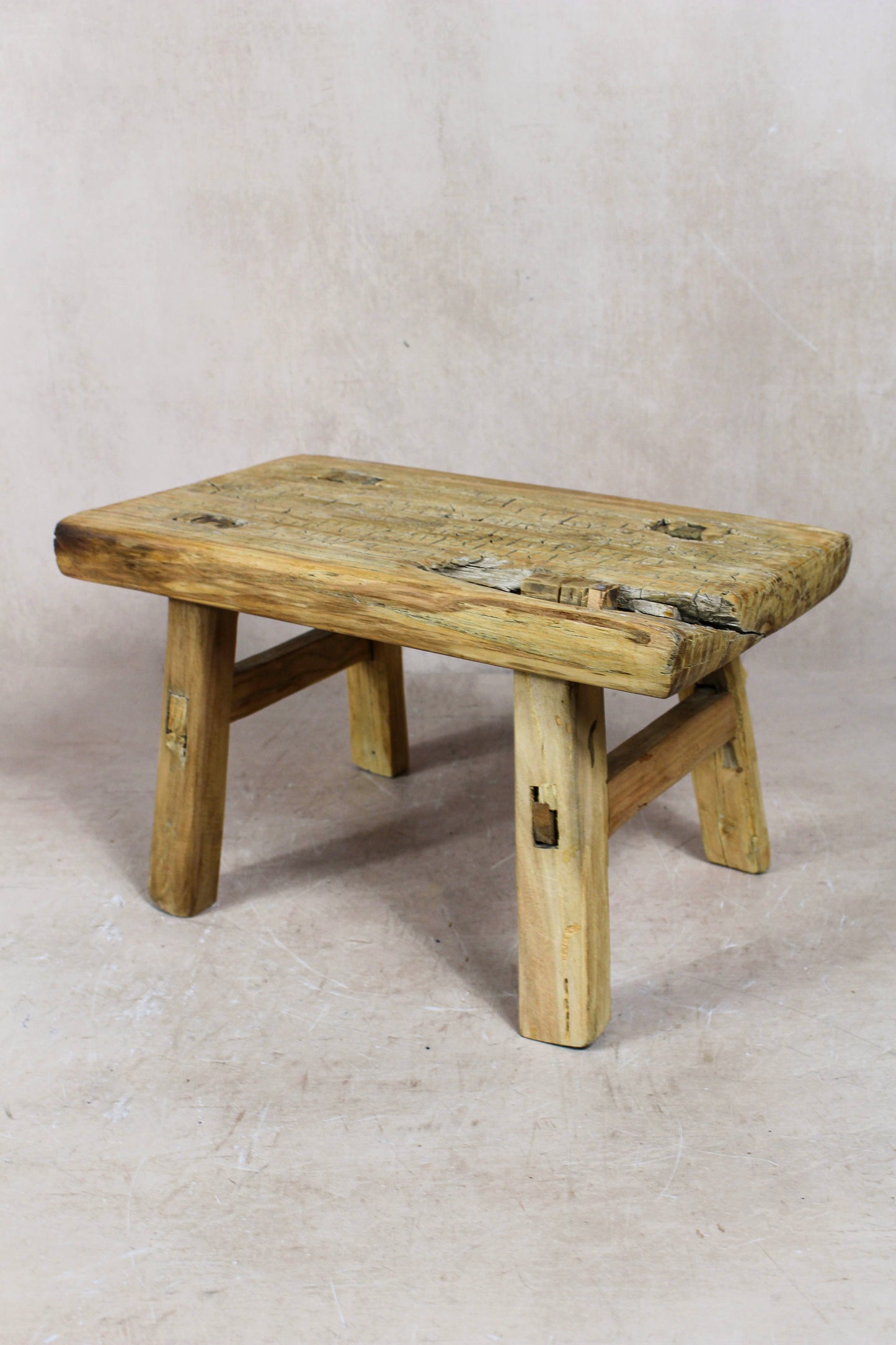 Vintage Rustic Stool Small - Elm wood - 56