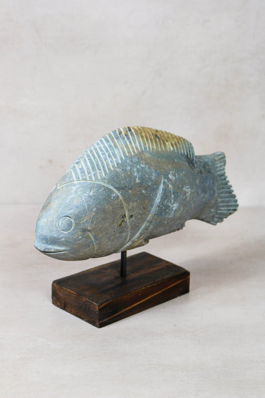 Stone Fish Sculpture - Zimbabwe - 159.7