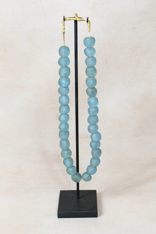 Ghana Glass Beads Necklace, Light blue - 85.1
