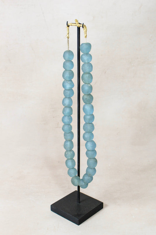 Ghana Glass Beads Necklace, Light blue - 85.1